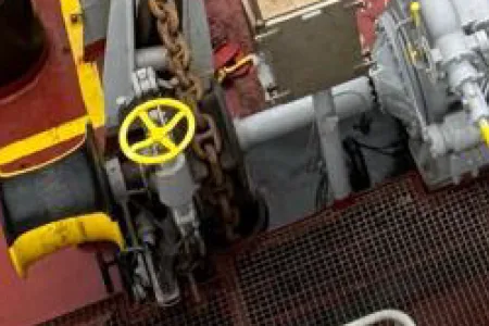 Deck valve and piping aboard an offshore support vessel